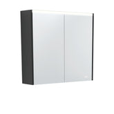 Fienza 750 LED Mirror Cabinet with Satin Black Side Panels